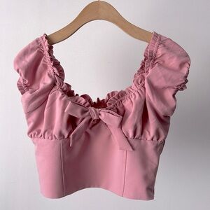 LOTTIE MOSS cropped top pink bow M